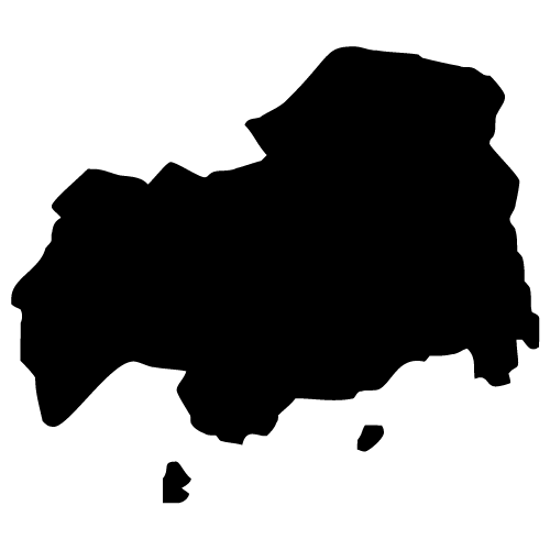 広島県の地図イラスト＜モノクロシルエット画像＞