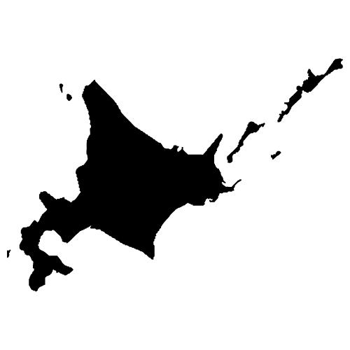 北海道の地図イラスト＜モノクロシルエット画像＞