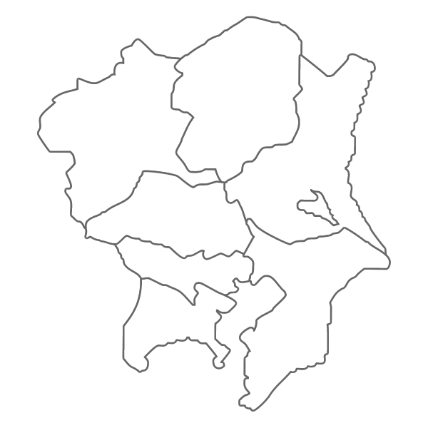 関東地方の白地図イラスト画像