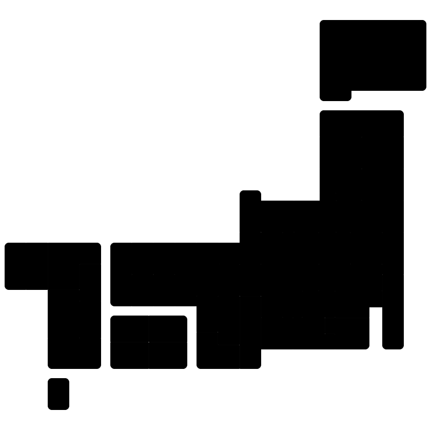 デフォルメした日本地図のシルエット モノクロ 白黒 イラスト画像 日本地図無料イラスト素材集